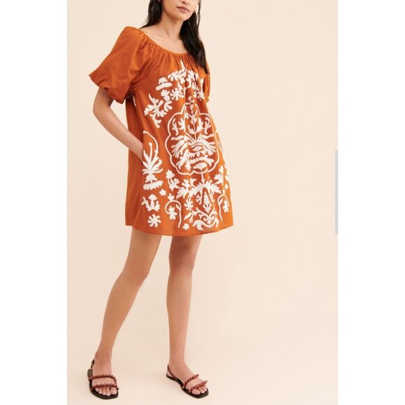 SOLD DO NOT BUY   Medium Embroidered Rust Boho Artsy Festival Folk - Picture 3 of 13